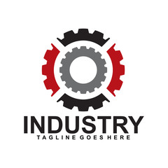 Industrial logo design vector template with gear icon