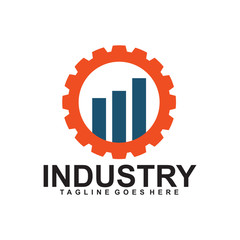 Industrial logo design vector template with gear icon