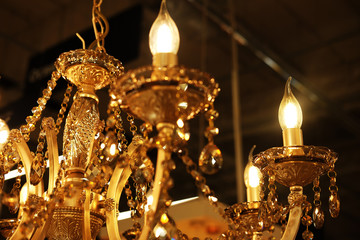 ceiling lamps, chandeliers in the store