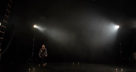 Funny fail of the juggler. The action in slow motioin.