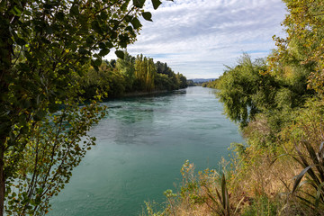 Scenic river scene at the beginning of Autumn