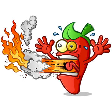 Hot Pepper Cartoon Erupting Fire out his Mouth