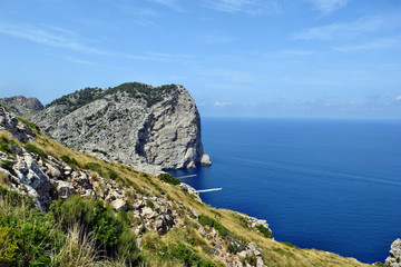 Fototapeta na wymiar Beautiful sea bay and mountains, Cala Figuera on Cap Formentor, Mallorca