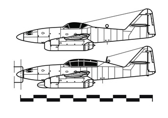 Messerschmitt Me.262. Outline drawing