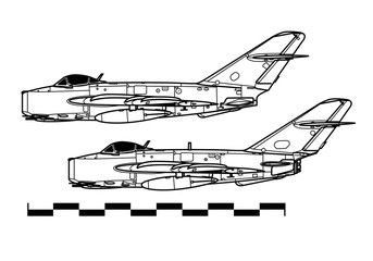 Mikoyan MiG-17 Fresco. Outline drawing
