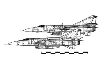 Mikoyan MiG-23 Flogger. Outline drawing