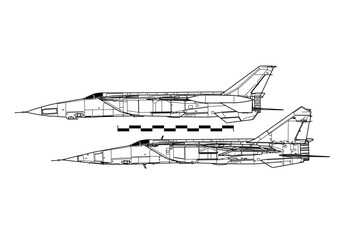 Mikoyan MiG-25 Foxbat. Outline drawing