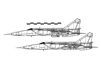 Mikoyan MiG-25 Foxbat. Outline drawing