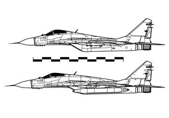 Mikoyan MiG-29 Fulcrum. Outline drawing