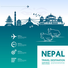 NEPAL travel destination vector illustration. - obrazy, fototapety, plakaty