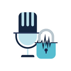security padlock and microphone isolated icon