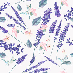Floral seamless pattern with spring lavender flowers for desi © Mary fleur