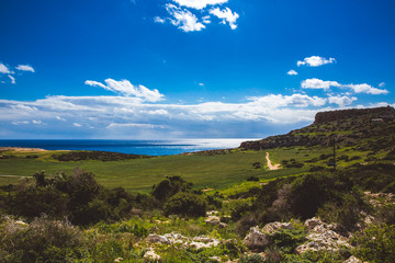Fototapeta na wymiar Beautiful valley by the sea. Seascape in Cyprus Ayia Napa