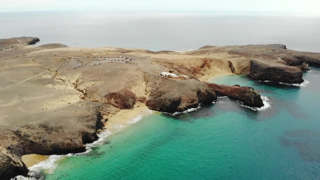 Scenic view of Papagayo beach on island of Lanzarote