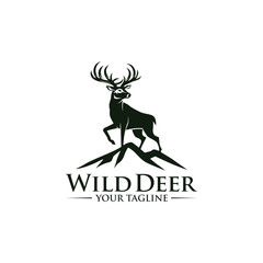 Vintage deer hunter logo design