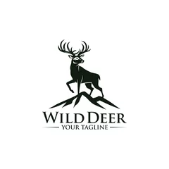 Deurstickers Vintage deer hunter logo design © nrsha