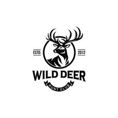 Vintage deer hunter logo design