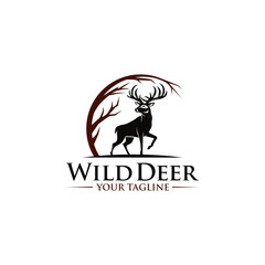 Vintage deer hunter logo design