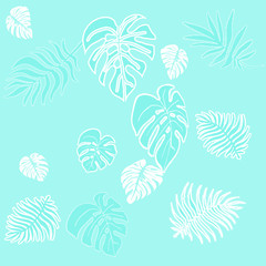 Tropical green leaves seamless pattern pink background. Exotic wallpaper
