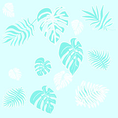 Fototapeta na wymiar Tropical green leaves seamless pattern pink background. Exotic wallpaper
