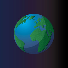 Vector planet icon. Web illustration background. Isolated earth globe. World map design. Global sphere planet symbol.