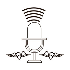 microphone with sound wave isolated icon