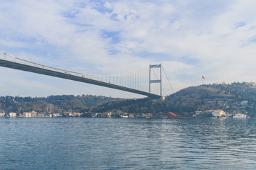 Fatih Sultan Mehmet Bridge over Bosphorus Strait in Istanbul, Turkey