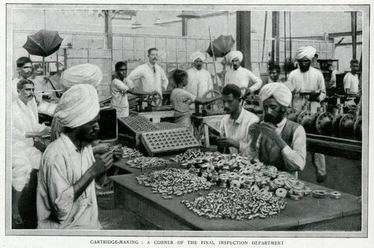 Indian Factory Workers Making Munitions, Ww1Cartridges