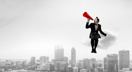 Young man mime. Mixed media