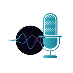 microphone with sound wave isolated icon