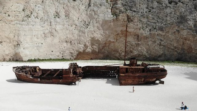 Aerial view Navagio Beach known as Smugglers Cove, Zakynthos, Greece