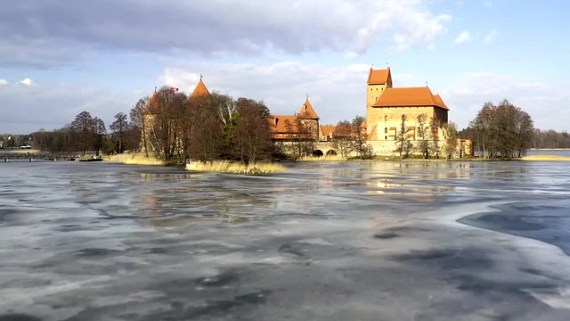 Beautiful castle on the frozen lake