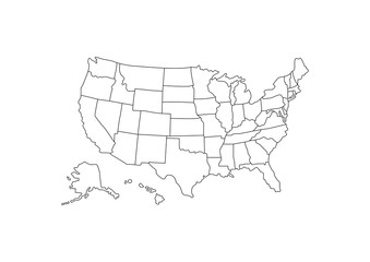 Blank outline detail United States of America Map