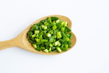 Green onions isolated on white