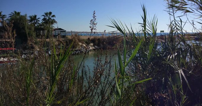 Fishing in the beach in the sunrise