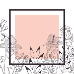 flowers and leafs with frame isolatedicon
