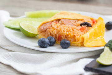Omelette with fried rice