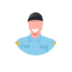 police man face avatar officer in uniform male cop security guard professional occupation concept cartoon character portrait flat white background