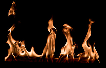 Fire and flame texture isolated on black background