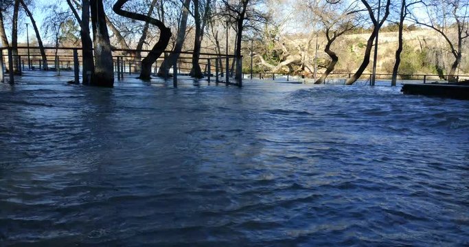 The water has risen a lot on the waterfall