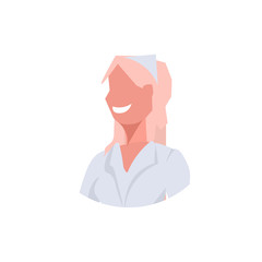 female doctor nurse blonde woman face avatar medical clinic worker in white uniform professional occupation concept cartoon character portrait flat