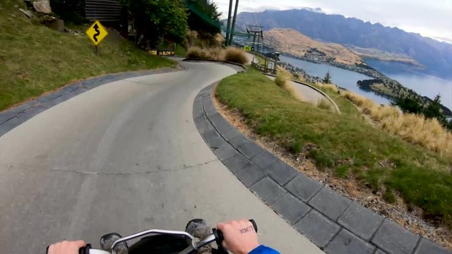 Luging down the mountain in Queenstown, New Zealand