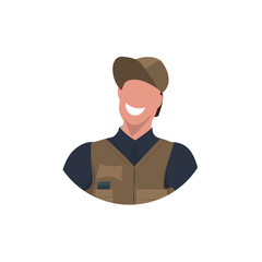 male master or repairman face avatar mechanic repair service worker professional occupation concept happy man in uniform cartoon character portrait flat white background