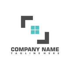 real estate simple flat logo letter R and J monochrome