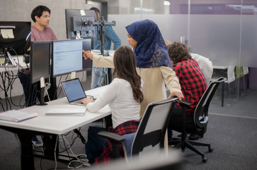 multiethnics team of software developers working together