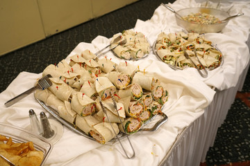 wrap sandwich in the platter in banquet table