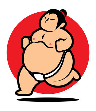 Japanese SUMO wrestler running - vector