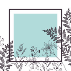 flowers and leafs with frame isolatedicon