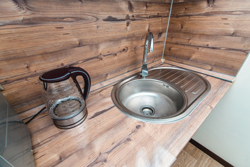 The photo of a sink in a bathroom