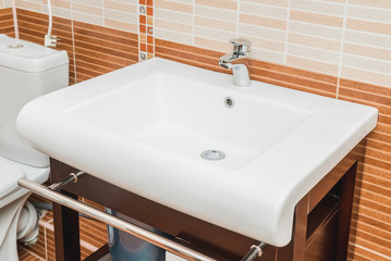 The photo of a sink in a bathroom